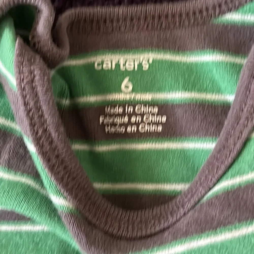 Carter’s Rompers Size 6 Months Short Sleeve Bodysuits Stripes Dinosaur Baby Boy